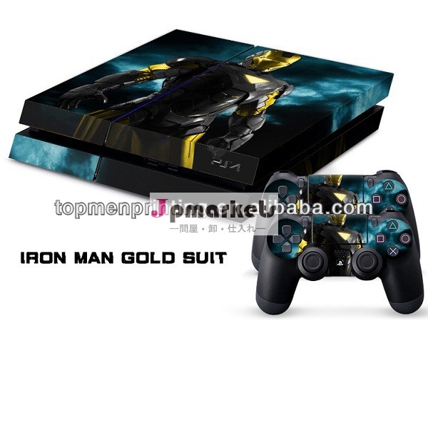 Ps用ビニールの皮のステッカー4,アイアンマンで超クールなゴールドのスーツセルフ- 接着剤ps4用ビニールステッカー問屋・仕入れ・卸・卸売り