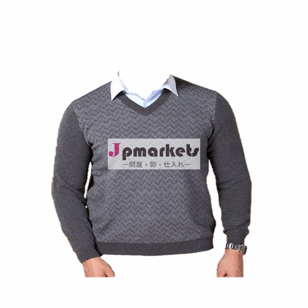 ファッションセーター100％2014年カシミヤプルオーバー波のパターンスイートハートネックラインリブフラットはジャンパをニット問屋・仕入れ・卸・卸売り