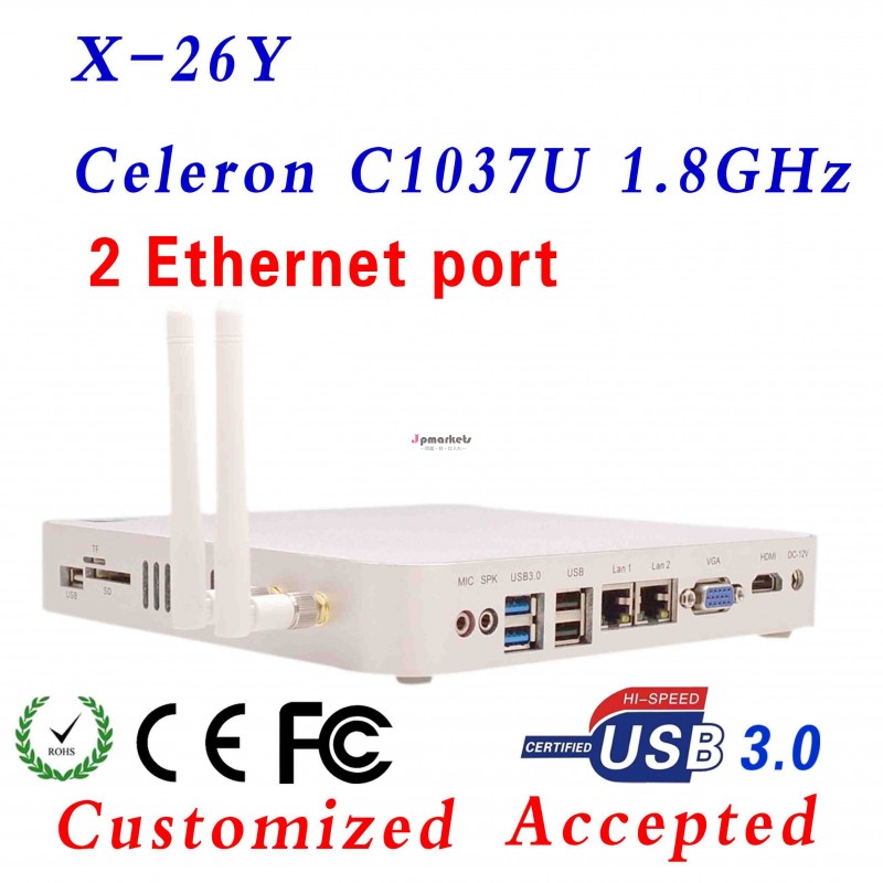 Pcコンピュータc1037uc1037uc1037ux-26y2*rj45産業用pcポートファンレス小型ubuntuのサポートのlinuxosシステム問屋・仕入れ・卸・卸売り