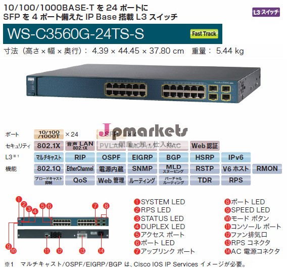 Ciscoイーサネットws-c3560g-24ts-s、 ギガビットイーサネット問屋・仕入れ・卸・卸売り