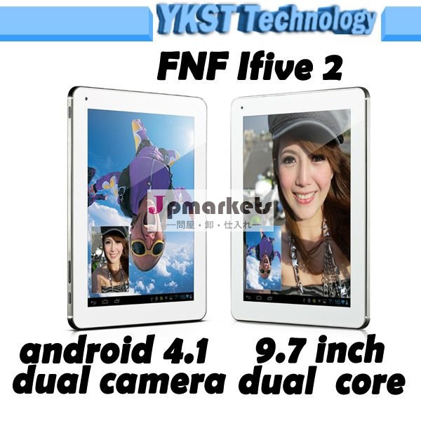 熱いタブレットのPC 9.7の"アンドロイド4.1の二重中心FNF Ifiveは2 RK3066 1.6GHz 1GB/16GB容量性スクリーンのタブレットのPCカメラIPS二倍になる問屋・仕入れ・卸・卸売り
