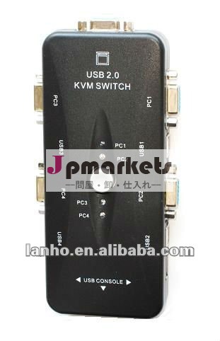 4組のケーブルが付いているLEDの表示器の4港USB 2.0 KVMスイッチ問屋・仕入れ・卸・卸売り