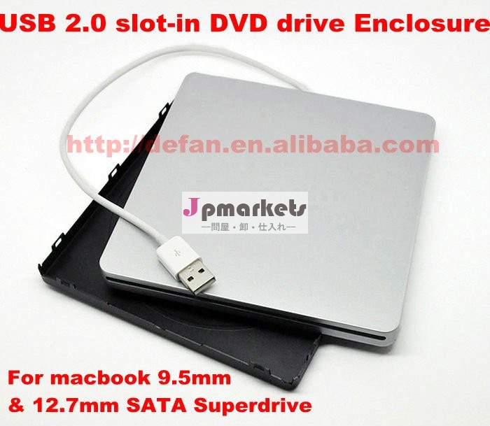 プロApple MacbookのためのエンクロージャSATA CD/DVD-RWの夕食の場合の9.5mmの外面USB 2.0スロット問屋・仕入れ・卸・卸売り