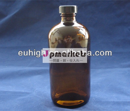 1/2oz-16ozガラス琥珀色のボトルプラスチックキャップ付きボストンラウンド問屋・仕入れ・卸・卸売り