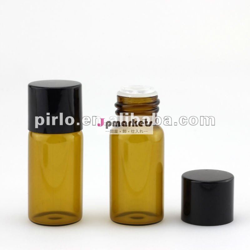 5ml/10mlアンバーガラスバイアルキャップ付きブラックメタル問屋・仕入れ・卸・卸売り