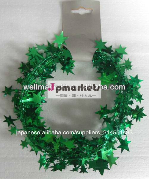 熱い販売の! 金属製の緑色のクリスマスティンセル9フィート、 ティンセル星、 有線花輪問屋・仕入れ・卸・卸売り