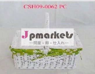 白い籐の空のピクニックバスケット食品バスケット問屋・仕入れ・卸・卸売り