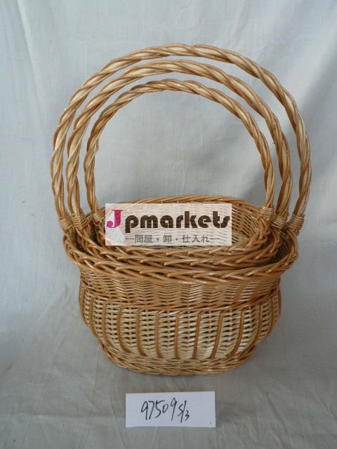 美しいフルハンドメイドフラワーハンドル付き柳細工のかご問屋・仕入れ・卸・卸売り