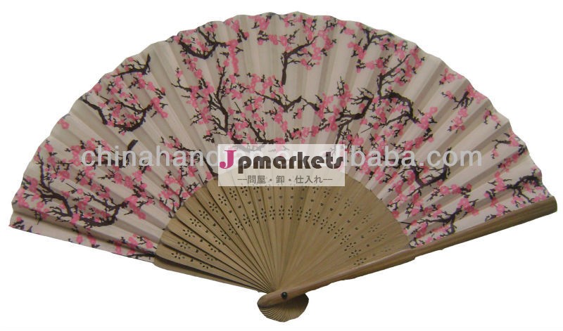 高品質の竹梅の花付きファブリックファン問屋・仕入れ・卸・卸売り