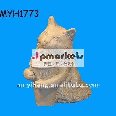 2012新しいファッション熱い販売のテラコッタコーヒーと愛らしい猫の庭の像問屋・仕入れ・卸・卸売り