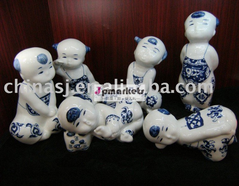 中国の青および白い子供の磁器の置物WRYEQ08問屋・仕入れ・卸・卸売り