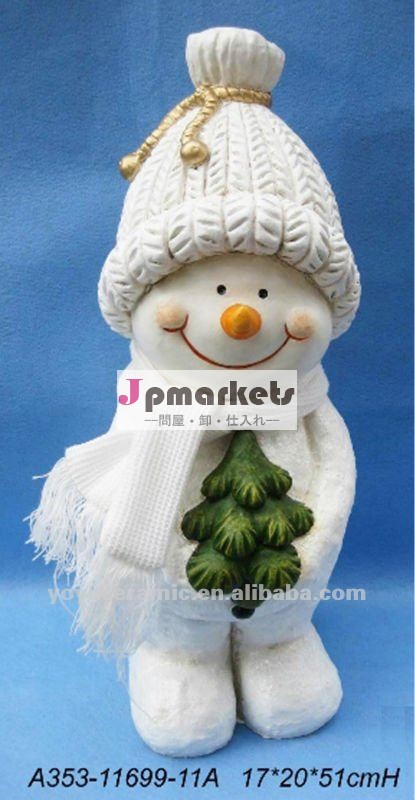 大きくかわいいクリスマスの陶磁器のスノーマンの屋外の装飾問屋・仕入れ・卸・卸売り