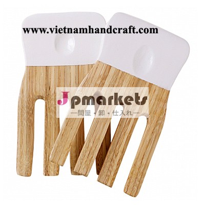 品質エコ- フレンドリーな手作りベトナム白漆器サラダサーバー搭載ヘッド天然の竹問屋・仕入れ・卸・卸売り