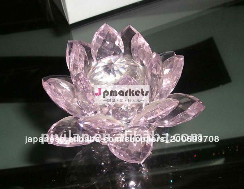 ピンク水晶蓮の花蓮の形のキャンドルホルダースタンドt- ライトスタンド問屋・仕入れ・卸・卸売り