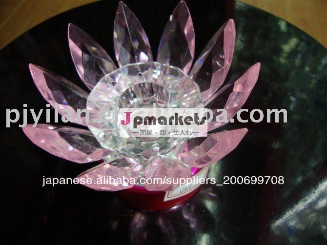 格好良い素敵なクリスタルピンクの蓮水晶蓮の花キャンドルホルダーの結婚式の好意問屋・仕入れ・卸・卸売り