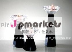 エレガントな背の高い柱のクリスタルキャンドルホルダーアンティーククリスタルのキャンドルホルダーティーライトホルダーブラッククリスタルホルダー問屋・仕入れ・卸・卸売り