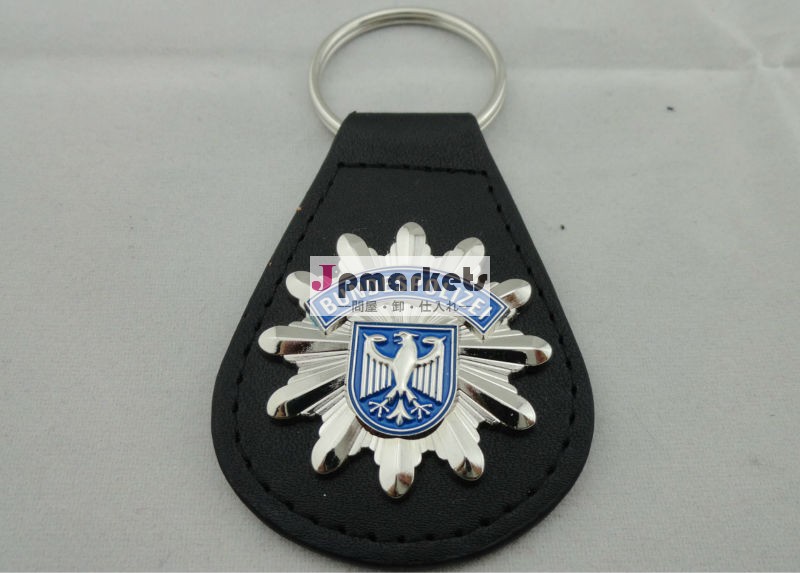 3dbundespolizeiレザーキーホルダー、 カスタマイズされたエンブレム付きキーホルダー亜鉛合金エナメル問屋・仕入れ・卸・卸売り
