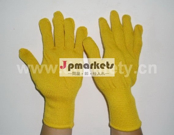 綿とポリエステル10ゲージ黄色文字列ニット作業用手袋問屋・仕入れ・卸・卸売り