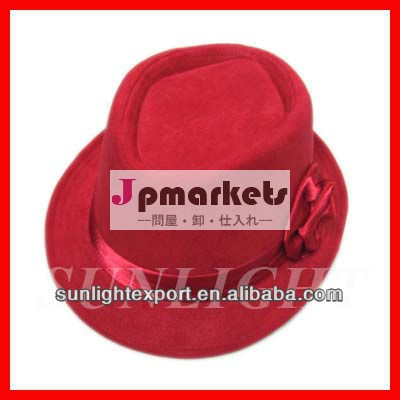 方法女性のための赤いリボンバンドが付いている赤いソフト帽の帽子問屋・仕入れ・卸・卸売り
