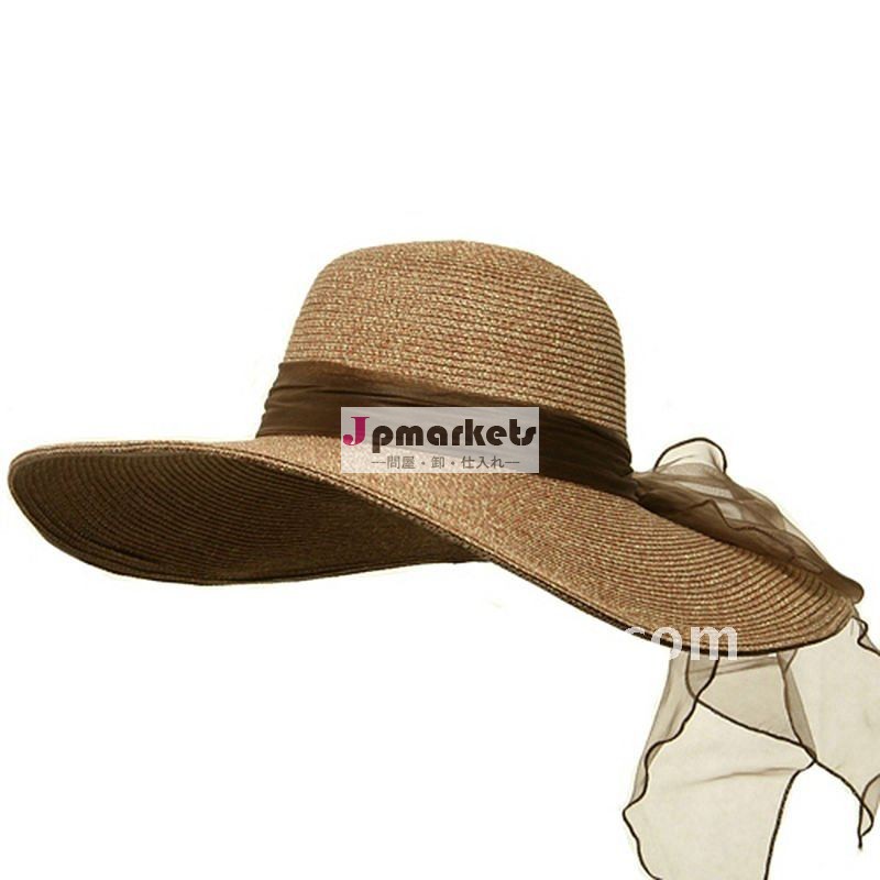リボンバンドMLの幅縁のわらのバケツの帽子-自然なccap-0545問屋・仕入れ・卸・卸売り