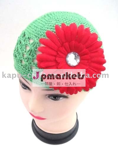 ソリッドカラー可愛い赤ちゃんの帽子かぎ針編みキャップ赤い花と問屋・仕入れ・卸・卸売り
