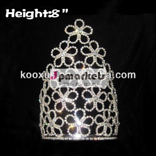 ページェントの王冠8インチ花製の透明なクリスタルのラインストーン問屋・仕入れ・卸・卸売り