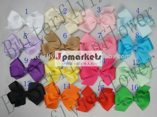 の3.5" hairclips赤ん坊の毛、 hairbows、 グログランbows16色問屋・仕入れ・卸・卸売り