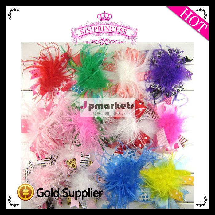 女の子のブティックhairbow2014年hotest羽の羽のヘアバンドの毛の弓問屋・仕入れ・卸・卸売り