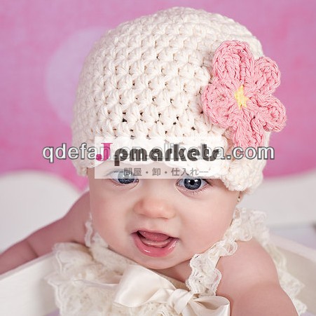 ハンドメイドのかぎ針編みの花キャップニット赤ちゃんの綿の赤ん坊の帽子問屋・仕入れ・卸・卸売り