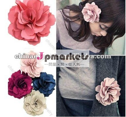 Satin Fabric Flower女性ヘアークリップのブローチ問屋・仕入れ・卸・卸売り