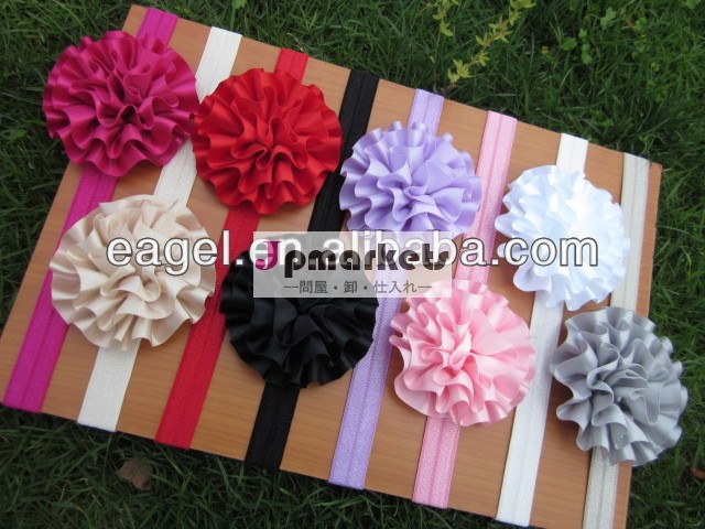 赤ちゃん弾性ヘッドバンド、 ソフト付きヘッドバンドstetch3" ロゼットサテンの花の花がないmoq問屋・仕入れ・卸・卸売り