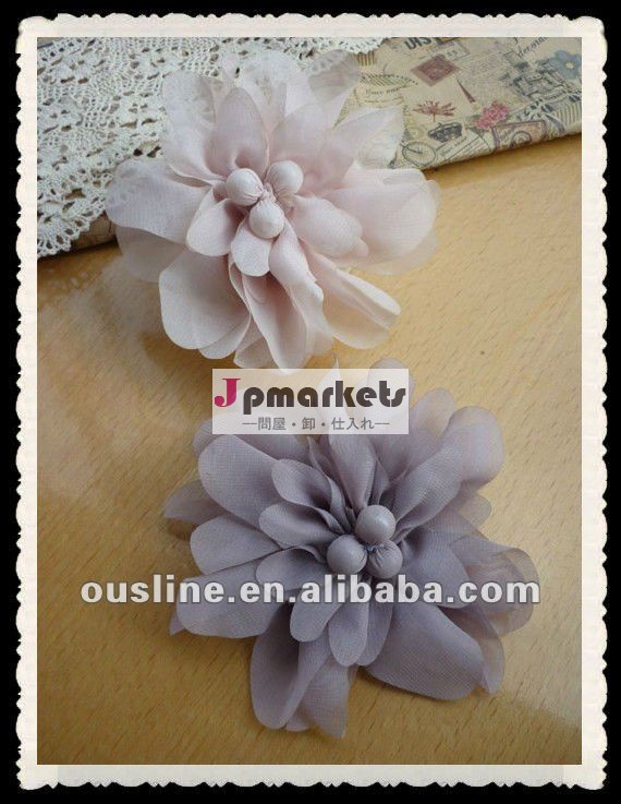 特殊なシフォンフラワーファブリック付きビーズの中心、 コサージュの花、 帽子の装飾花問屋・仕入れ・卸・卸売り