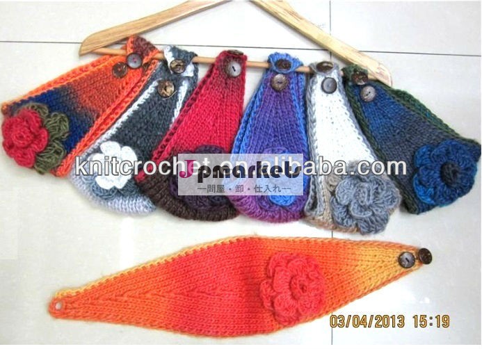 ハンドメイドかぎ針編み花のヘッドバンドheadwrapニットかぎ針編み花付き耳ウォーマー問屋・仕入れ・卸・卸売り