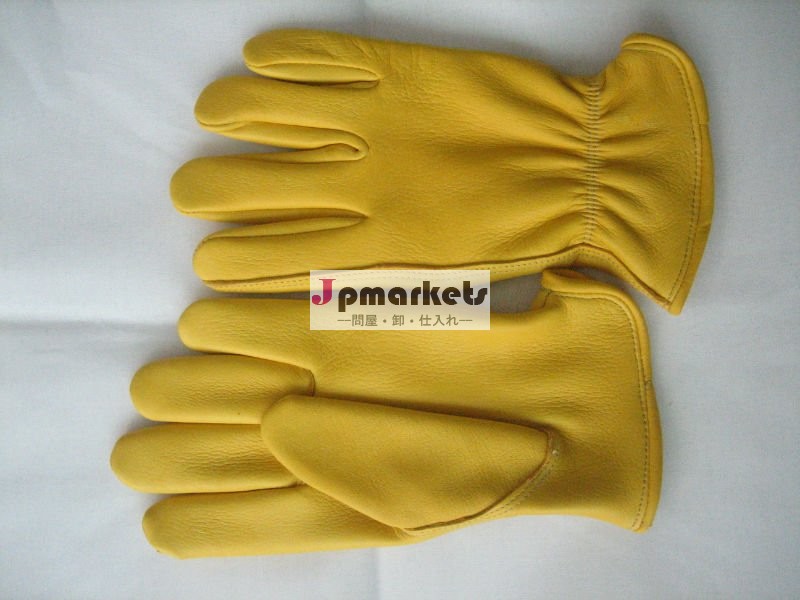 プレミアムyelllow鹿グレーンレザー作業手袋を保護するために一般的な仕事のための手の安全問屋・仕入れ・卸・卸売り
