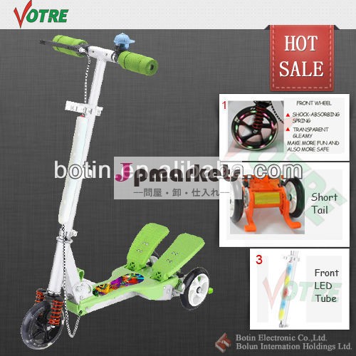 デュアルホイールキックスクーターペダル3ledライト付きチューブ問屋・仕入れ・卸・卸売り