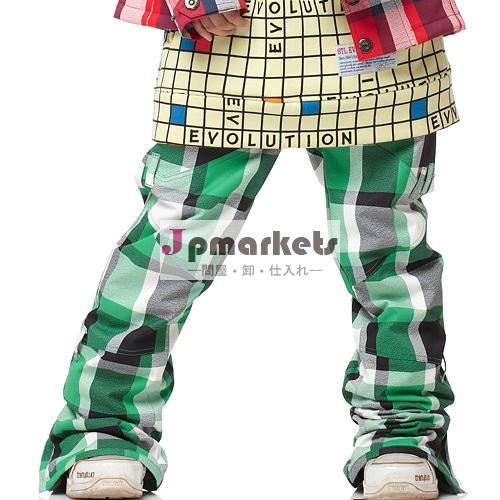 2011/2012シーズンの高品質ファッション韓国のスノーボードパンツ、 ファンキーな緑のチェックパンツ問屋・仕入れ・卸・卸売り