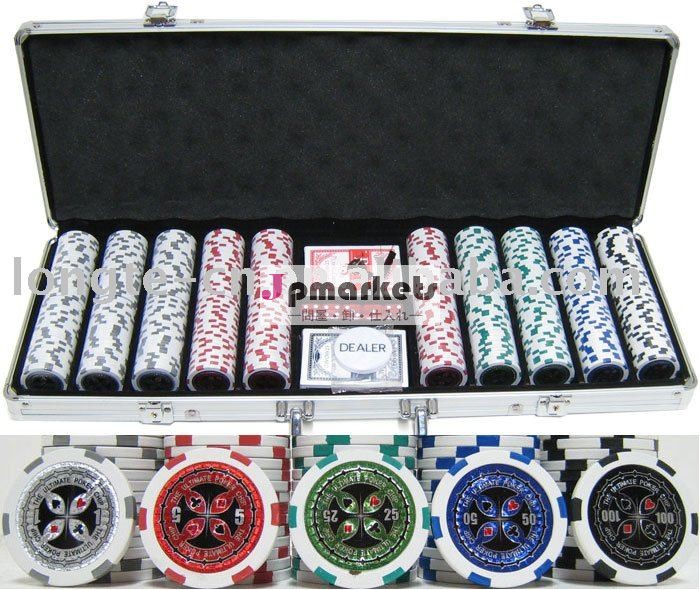 置かれる500pcsステッカーのポーカー用のチップ問屋・仕入れ・卸・卸売り