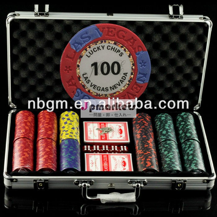 カジノスタイル11.5グラム300pcステッカーポーカーチップセット/カジノポーカーチップセット問屋・仕入れ・卸・卸売り