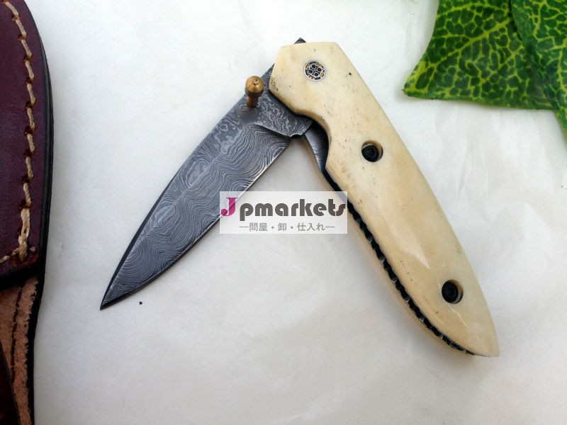 Custom Hand Made Damascus steel Folding knife問屋・仕入れ・卸・卸売り
