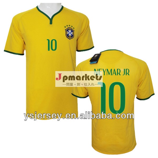 シャツサッカー選手バージョンは、 paypalを受け入れるタイ品質neymarブラジルホーム黄色のjr2014年hotsellブラジルのサッカージャージ問屋・仕入れ・卸・卸売り