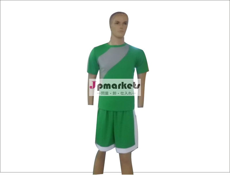 カスタムファッション緑半袖サッカーサッカーユニフォームを着ベスト問屋・仕入れ・卸・卸売り
