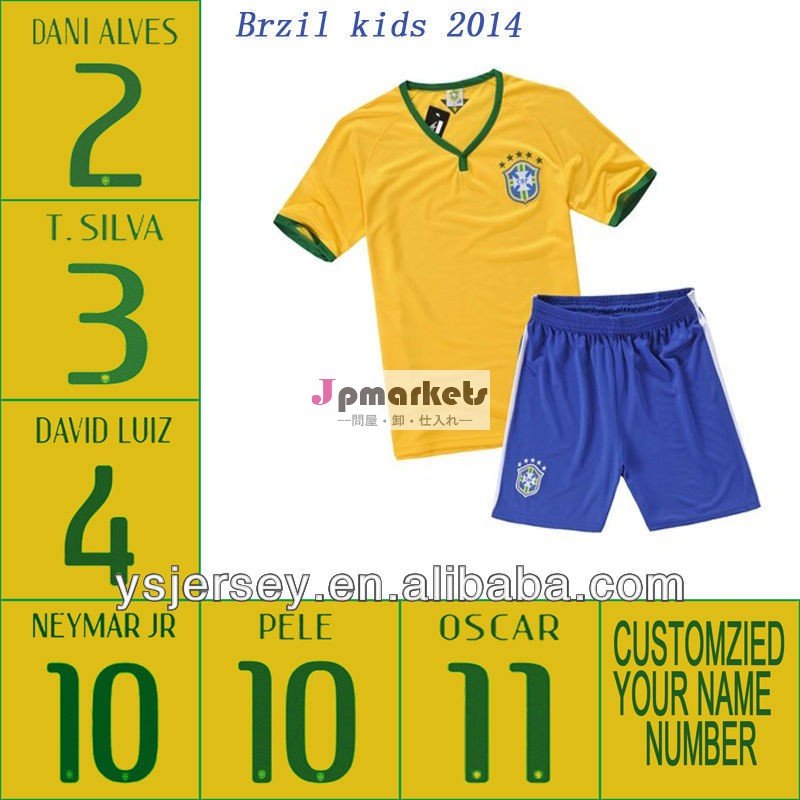 卸売ブラジルの子供のサッカーシャツ2014年選手バージョン10jr2014年neymarブラジルの子供サッカージャージ問屋・仕入れ・卸・卸売り