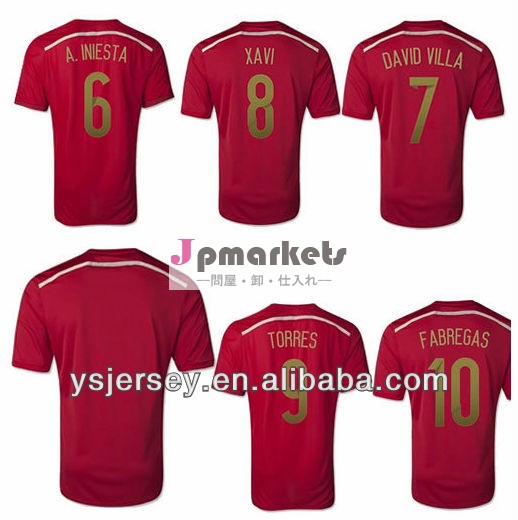 スペインジャージタイ品質トップは、 paypalを受け入れる2014年hotsell赤サッカージャージスペインシャビビジャスペインジャージ問屋・仕入れ・卸・卸売り