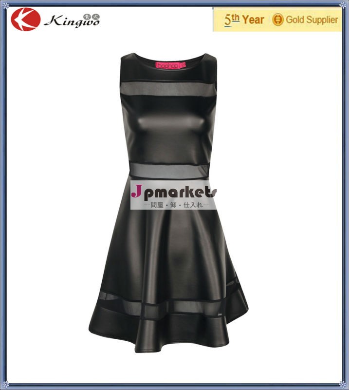 短いセクシーな女性の革のドレス2014年スケーターブロック問屋・仕入れ・卸・卸売り