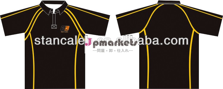 ファッションデザイン2014年黒安いラグビージャージラグビーユニフォームファクトリーカスタムサービス問屋・仕入れ・卸・卸売り