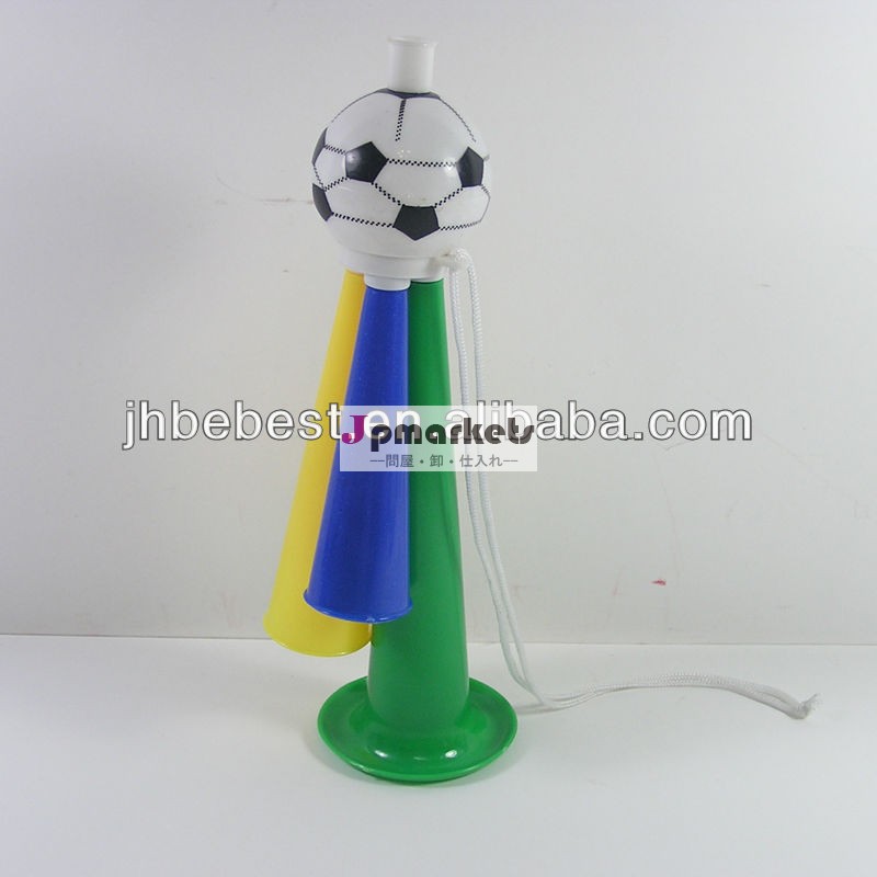 ブラジルの旗の色のサッカーホーン付きプラスチック製のおもちゃen-71cetificate付ロープ問屋・仕入れ・卸・卸売り