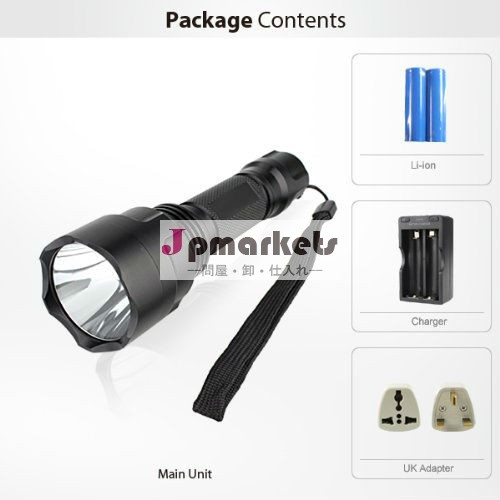 クリーxm-lt6主導1300ルーメン懐中電灯トーチ防水+2充電式電池+充電器+英国アダプタ問屋・仕入れ・卸・卸売り