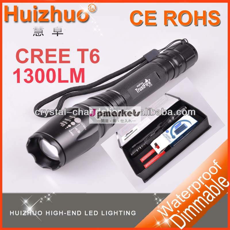 旅行の夢5- モード1600ルーメンxm-lt6のled懐中電灯バッテリーによる電力2*18650zoomble防水トーチ、 ledトーチ問屋・仕入れ・卸・卸売り