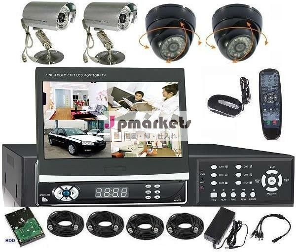 7 " TFTのモニター500GB HDDのカメラのセキュリティシステムが付いている4CH MJPEG CCTV DVR問屋・仕入れ・卸・卸売り