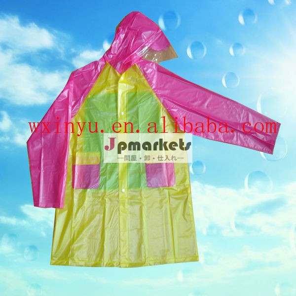 PV083 PVC hooded outdoor colorful 100%waterproof plastic raincoat問屋・仕入れ・卸・卸売り
